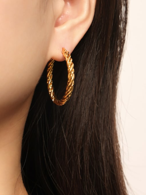 F1422 Gold Earrings Titanium Steel Geometric Minimalist Hoop Earring
