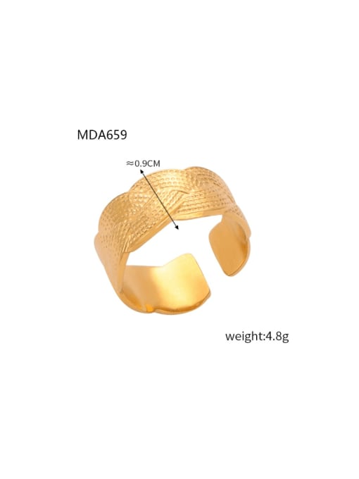 A659 Gold Ring Titanium Steel Geometric Minimalist Band Ring
