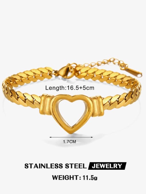 Golden Love Bracelet Stainless steel Heart Minimalist Link Bracelet