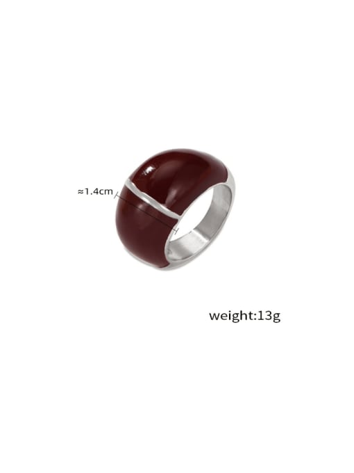 A810 Steel Red Ring Stainless steel Enamel Geometric Vintage Band Ring