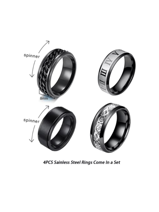 SM-Men's Jewelry Stainless steel Geometric Hip Hop Stackable Men'S Ring Set 3