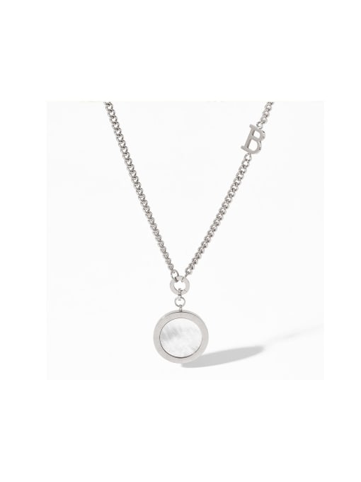 Clioro Stainless steel Shell Round Trend Necklace 0