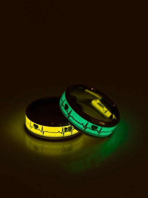 SM-Men's Jewelry Stainless steel Enamel Heart Hip Hop  Noctilucent Men's Ring 2