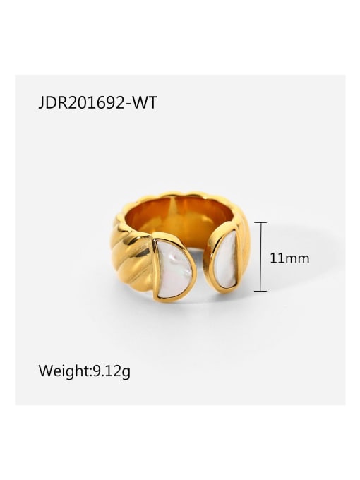 JDR201692 WT Stainless steel Shell Geometric Vintage Band Ring