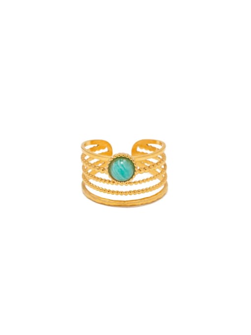 J&D Stainless steel Turquoise Geometric Trend Band Ring