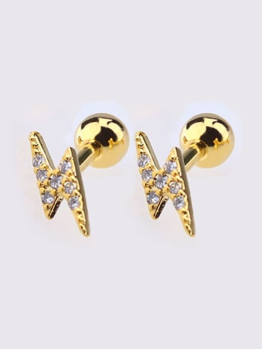 Golden lightning Earrings Brass Cubic Zirconia Heart Dainty Single Earring