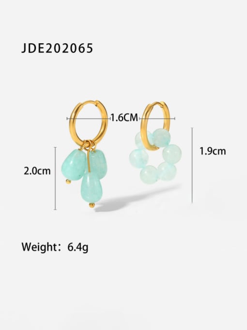 J&D Stainless steel Natural Stone Water Drop Minimalist Huggie Earring 3