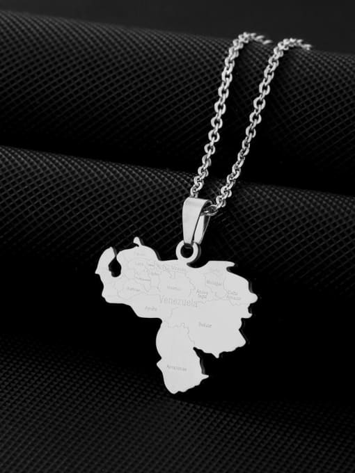 Steel Label Venezuelan Necklace B Titanium Steel Medallion Hip Hop Venezuela Map Pendant Necklace