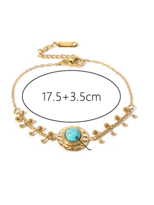 YAYACH Titanium Steel Turquoise Geometric Vintage Link Bracelet 2