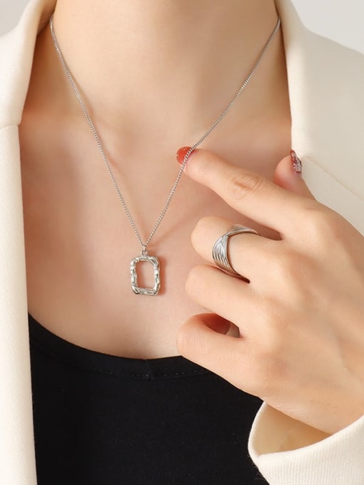 P636 Steel Necklace 40+ 5cm Titanium Steel Geometric Minimalist  Heart Pendant Necklace