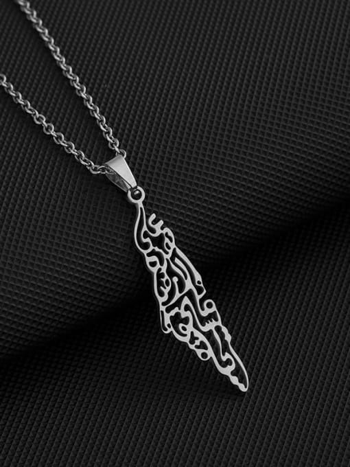 SONYA-Map Jewelry Stainless steel Medallion Ethnic Map of Israel and Palestine Pendant Necklace 2