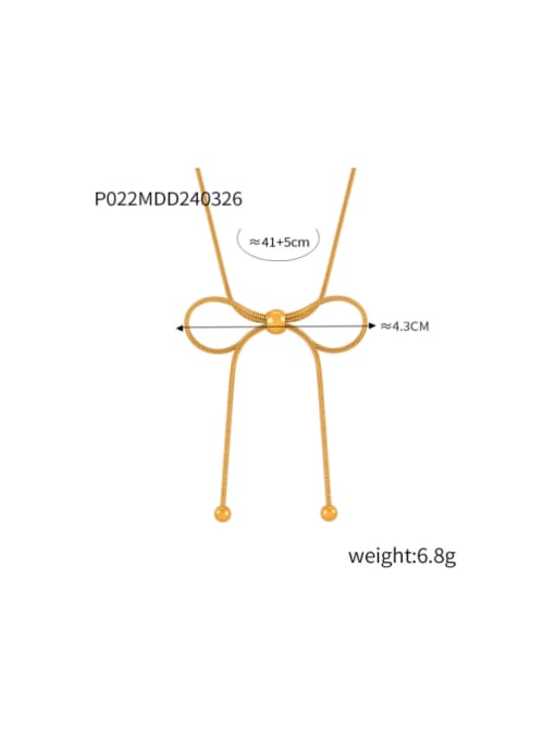 MDTXP022 Gold Necklace Titanium Steel Minimalist Bowknot Tassel Earring and Necklace Set