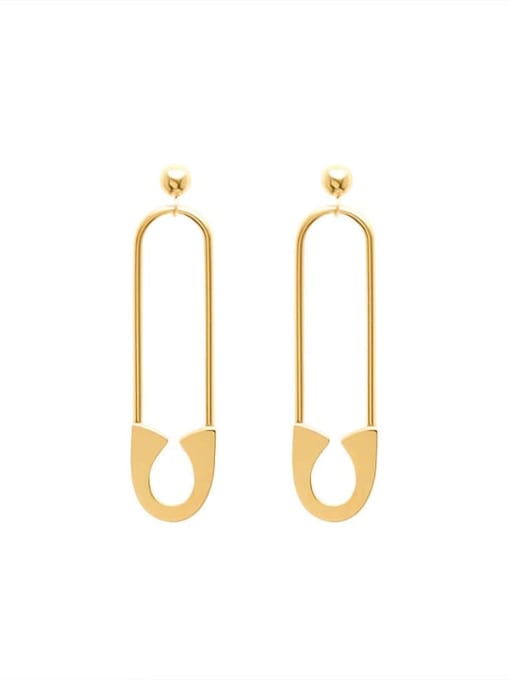 gold Titanium 316L Stainless Steel Pin Geometric Minimalist Huggie Earring with e-coated waterproof