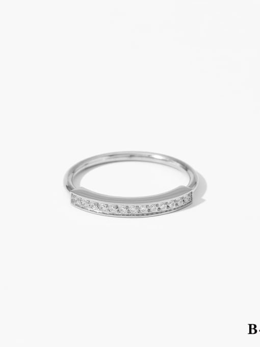 Steel  ring B43 Titanium Steel Cubic Zirconia Geometric Minimalist Band Ring