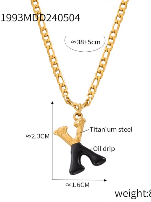 P1993 Gold Black Necklace X Titanium Steel Letter Hip Hop Necklace