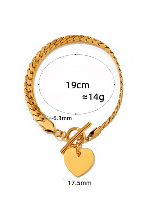 Clioro Stainless steel Heart Hip Hop Link Bracelet 1