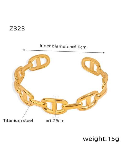 Z323 Gold Bracelet Titanium Steel Geometric Hip Hop Cuff Bangle