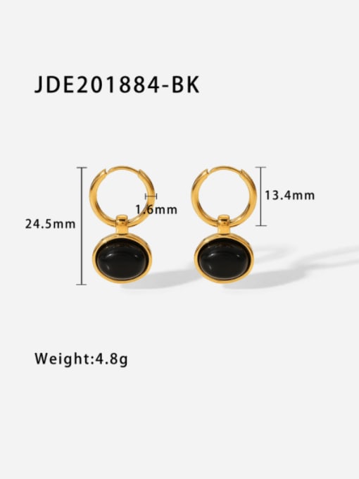 JDE201884 BK Stainless steel Tiger Eye Round Vintage Huggie Earring