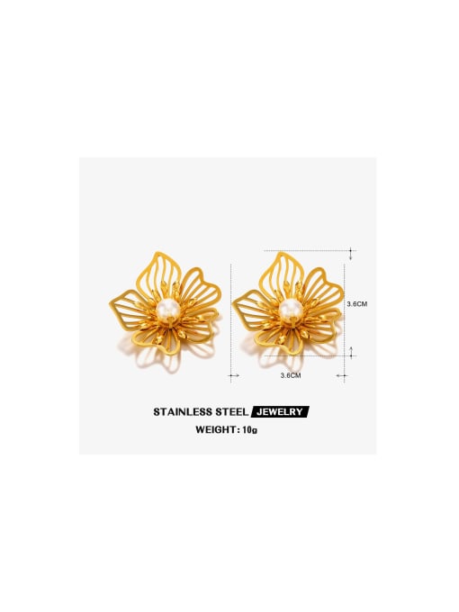 J$L  Steel Jewelry Stainless steel Freshwater Pearl Flower Trend Stud Earring 2