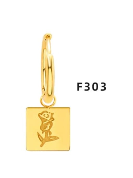 F303 gold square Rose Earrings Titanium Steel Geometric Minimalist Huggie Earring