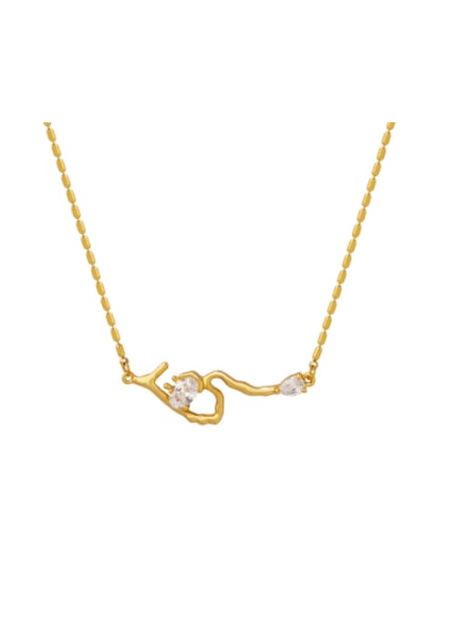 P1289 Gold necklace 42+ 5cm Titanium Steel Cubic Zirconia Irregular Vintage Necklace