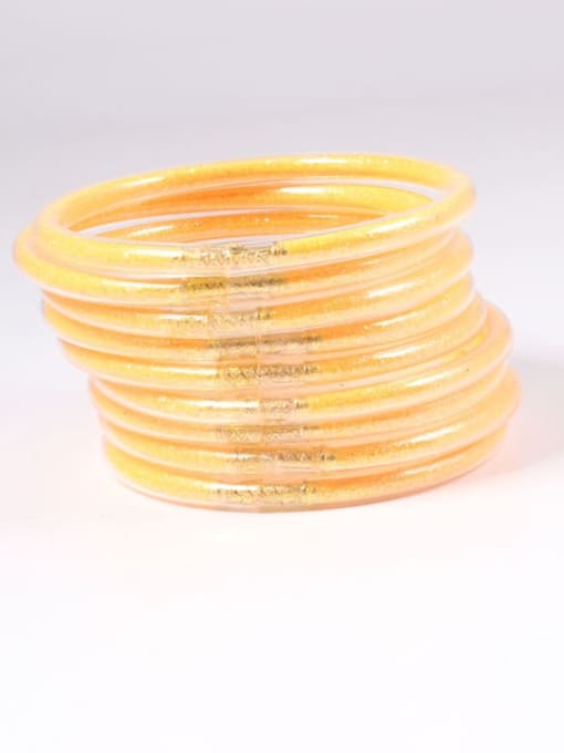 Old Yellow PVC Silicone Tube Gold Powder Bracelet, Jelly Bangles Bracelet, Cross-Border 9 in a Group
