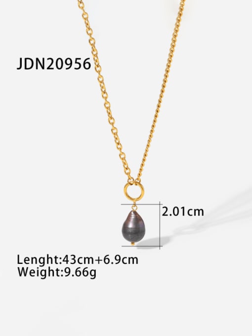 J&D Stainless steel Imitation Pearl Water Drop Vintage Necklace 3