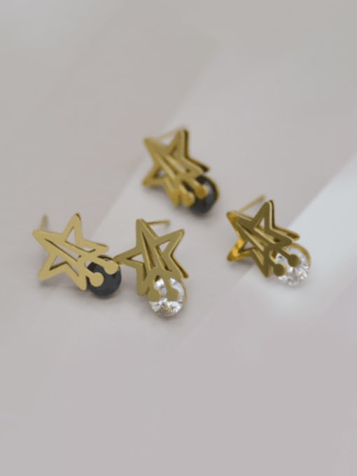 YAYACH Titanium Steel Rhinestone Star Minimalist Stud Earring 2