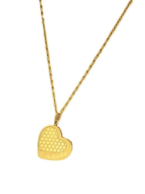 XL296  Gold Titanium Steel Heart Minimalist Necklace