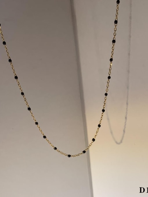 Black Drip Oil D1144 Stainless steel Enamel Geometric Dainty Necklace