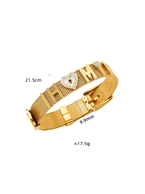 KAS803 Gold Stainless steel Heart Letter Vintage Link Bracelet