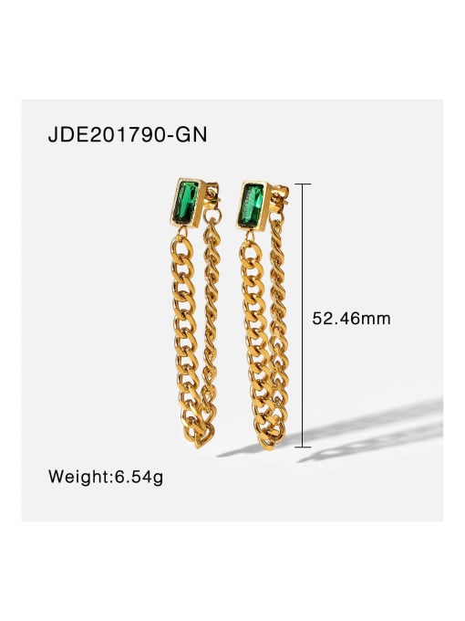 JDE201790 GN Stainless steel Cubic Zirconia Tassel Trend Threader Earring