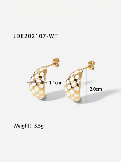 J&D Stainless steel Enamel Geometric Artisan U Shape Stud Earring 3