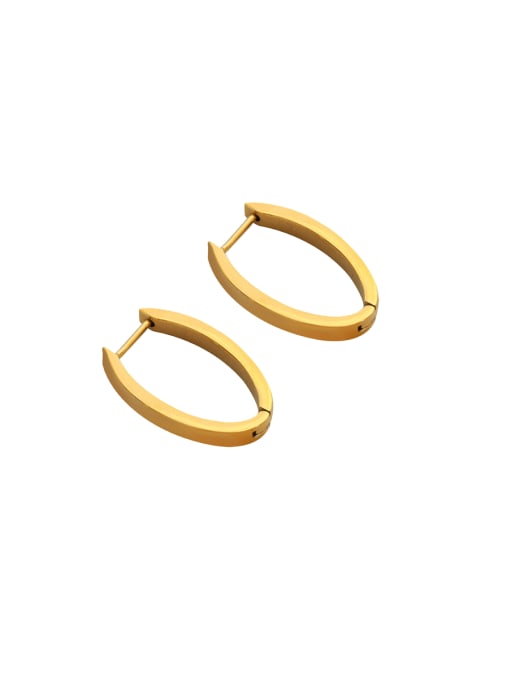 F045 Gold Earrings Titanium Steel Geometric Minimalist Huggie Earring