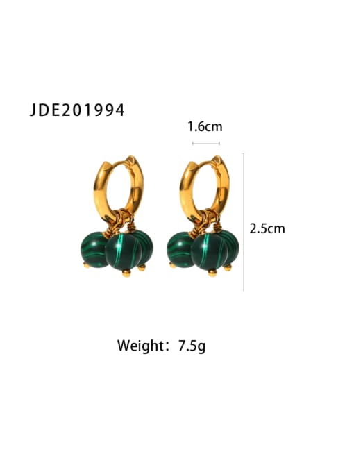 J&D Stainless steel Malchite Geometric Ethnic Huggie Earring 2