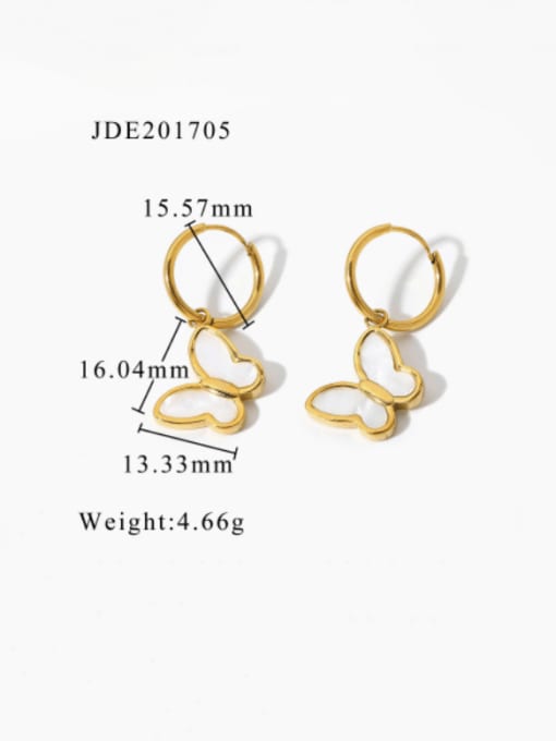 JDE201705 Stainless steel Natural Stone Butterfly Vintage Geometry  Huggie Earring