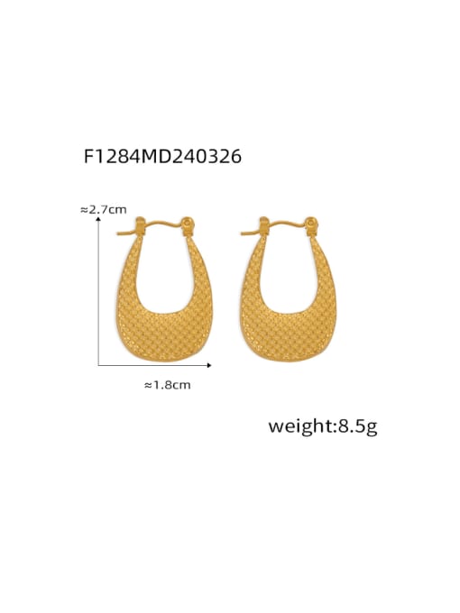 F1284 Gold Earrings Titanium Steel Geometric Hip Hop Huggie Earring