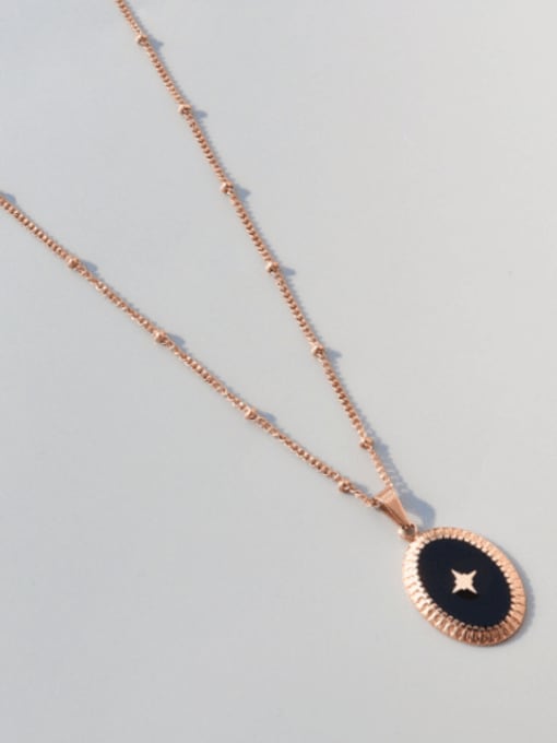 Rose gold Titanium 316L Stainless Steel Enamel Oval Minimalist Necklace with e-coated waterproof