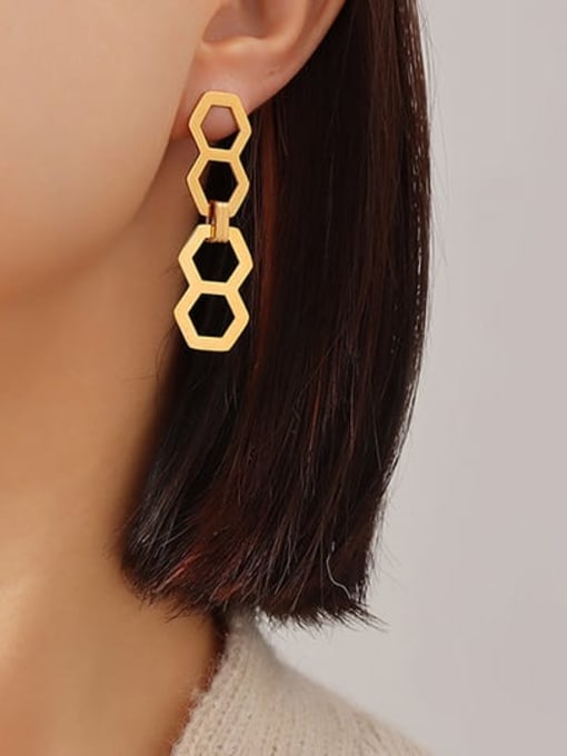 F573 gold earrings 1.5x4 6cm Titanium Steel Geometric Minimalist Drop Earring