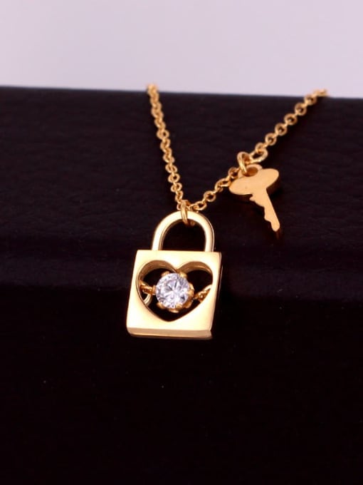 K.Love Titanium Cubic Zirconia Key Dainty Necklace 1