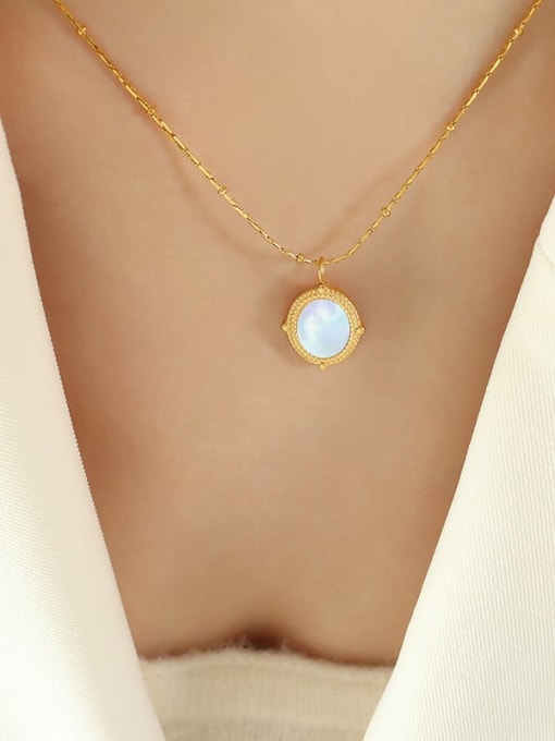 Gold necklace 40+ 5cm Titanium Steel Shell Geometric Vintage Necklace