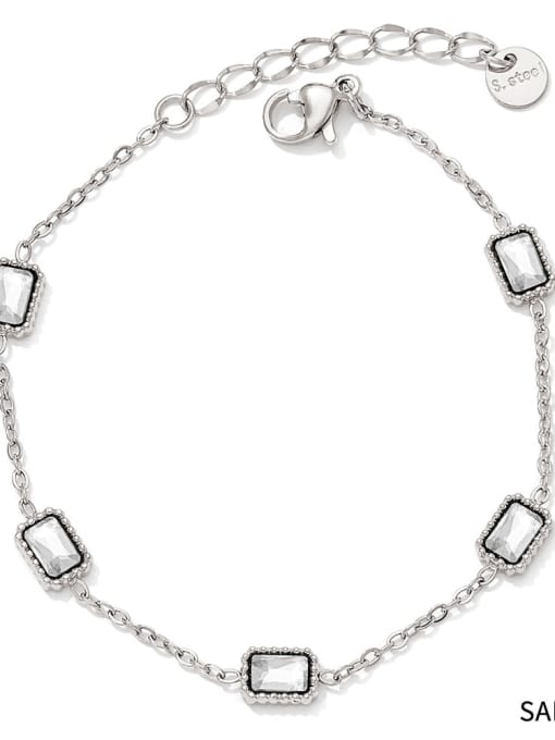 Bracelet SAP919 Trend Geometric Stainless steel Cubic Zirconia Bracelet and Necklace Set