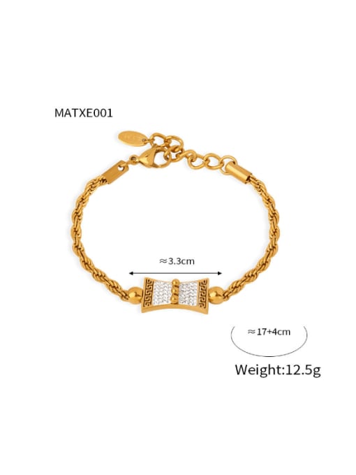 TXE001 Gold Bracelet Titanium Steel Cubic Zirconia Hip Hop Tassel  Bracelet and Necklace Set