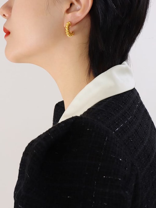 F042 Gold Earrings Titanium steel Trend Hoop Earring