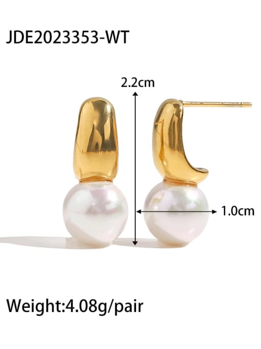 JDE2023353 WT Stainless steel Imitation Pearl Geometric Vintage Drop Earring