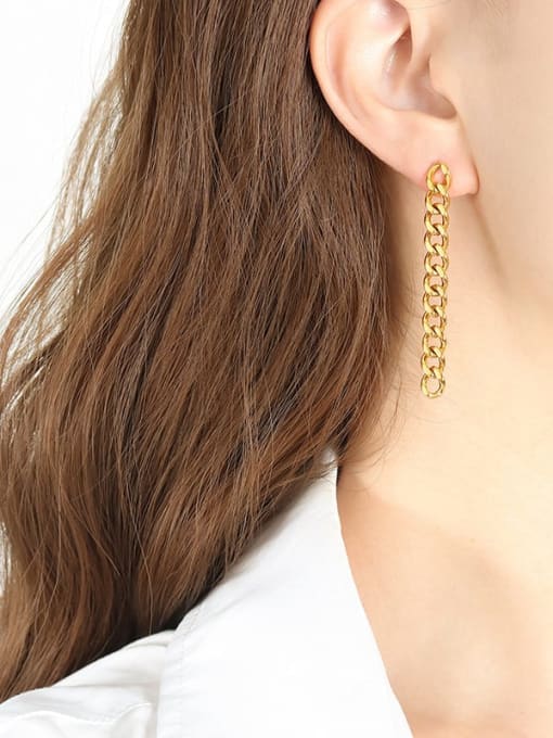 F383 Gold Earrings Titanium Steel Geometric Trend Drop Earring