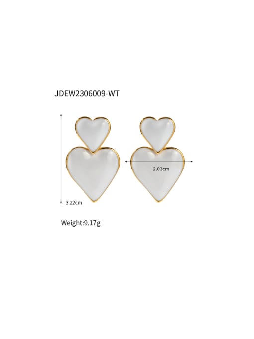 JDEW2306009 WT Stainless steel Enamel Heart Hip Hop Drop Earring