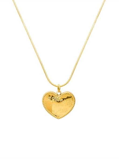 Gold Love Pendant Necklace Titanium Steel  Trend Heart Pendant Necklace