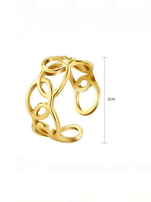 YAYACH Stainless steel Hollow  Geometric Vintage Band Ring 1