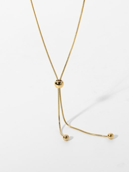 J&D Stainless steel Bead Trend Lariat Necklace